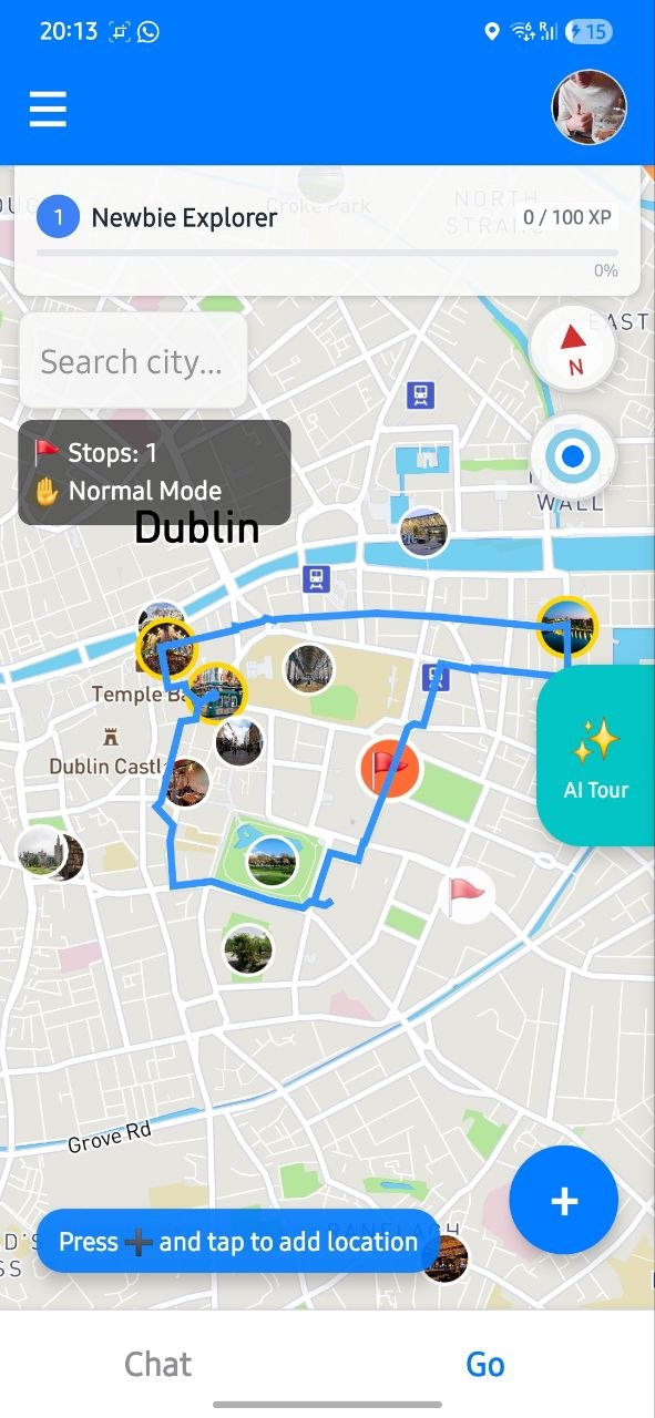 Route editing screen