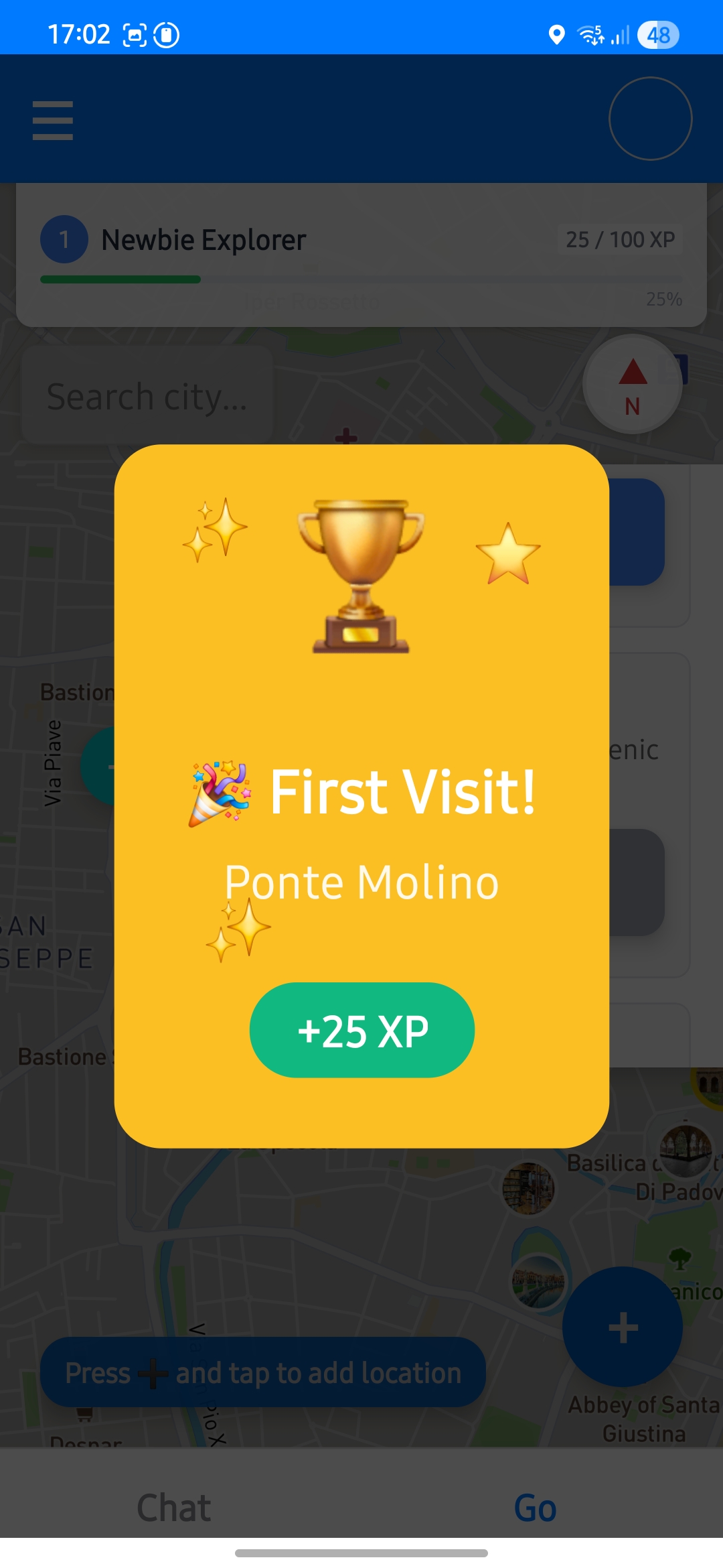 XP progression screen