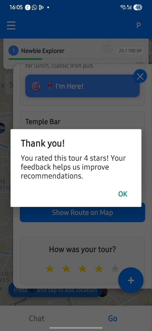 Feedback submission screen