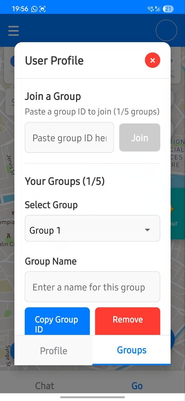 Group link section screen
