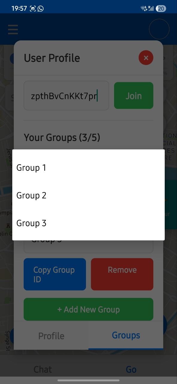 Group selector screen